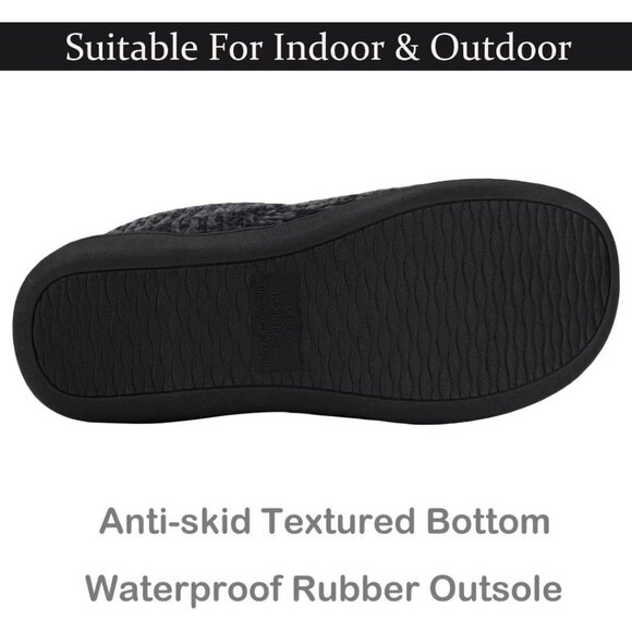 Women's Winter Warm Fluffy Fur Lined Plush Black Bootie Slippers Shoes - Picture 4 of 7